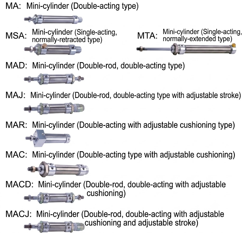 MA Stainless Steel Mini Cylinders – Various Specifications and Types