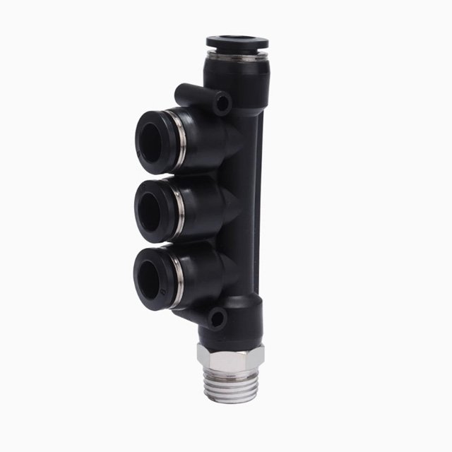 Pneumatic five-way threaded connector PKB