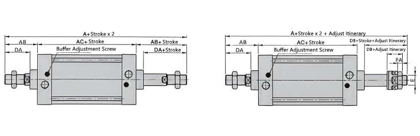 SC Series Large-Bore Cylinder Dimensions 1