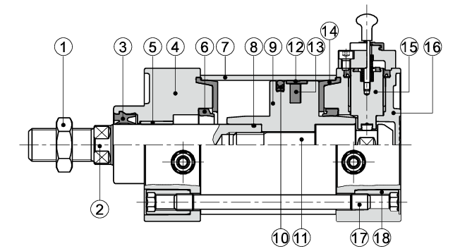 SCL Series locking air cylinders Internal Structure
