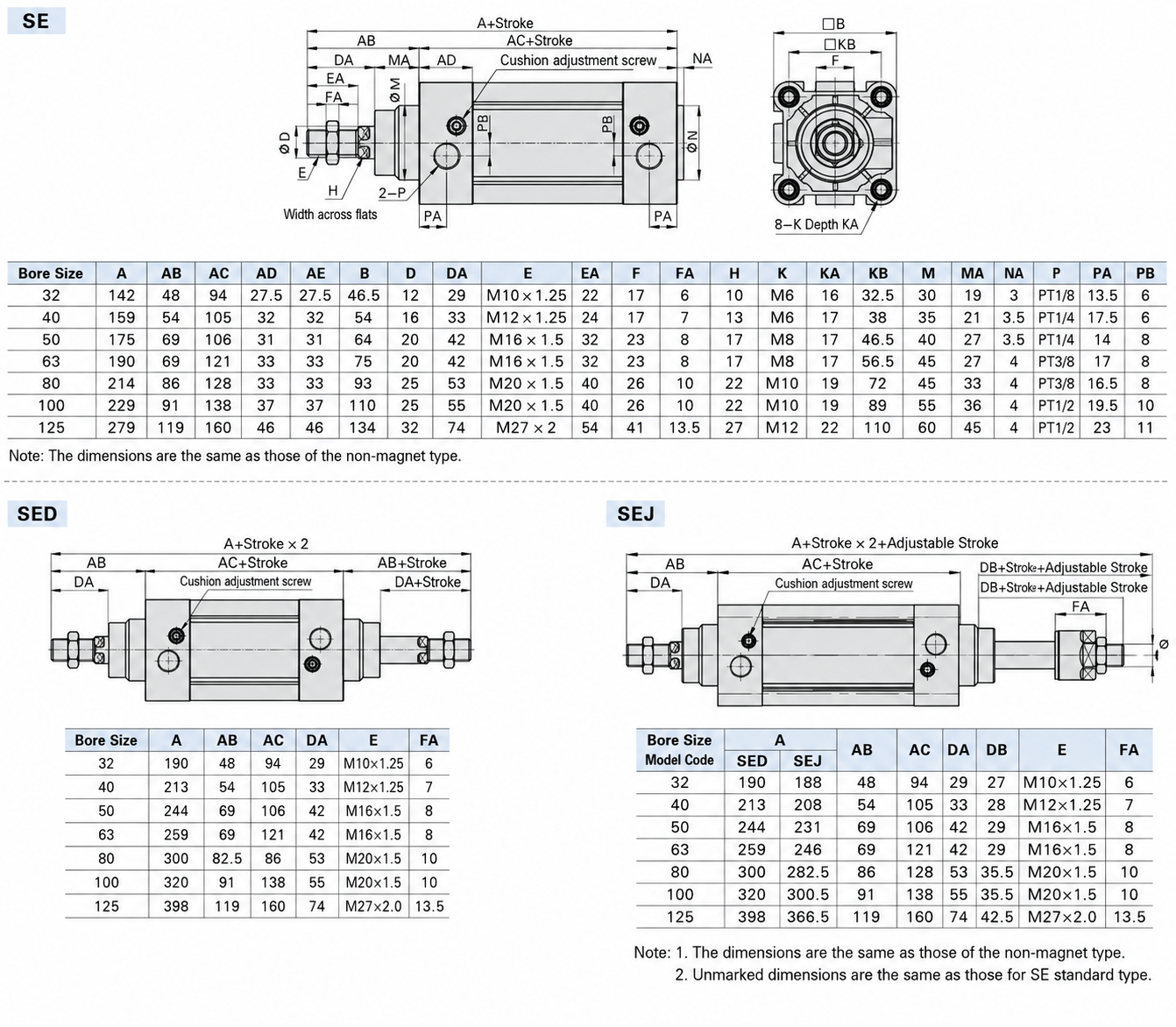 Cylinder External Dimensions Drawing