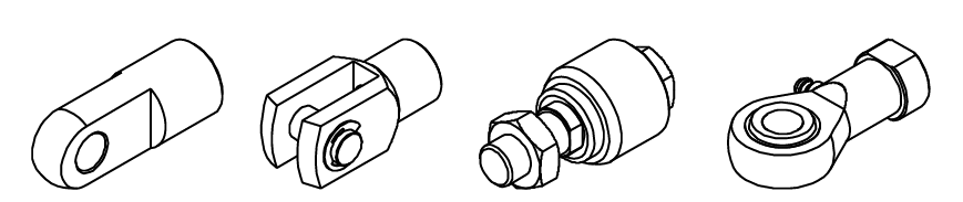 The JSI Series Standard Cylinders are compatible with a wide range of piston rod end fittings.